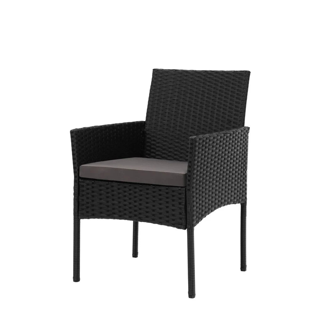 3-ių dalių lauko baldų komplektas juodas