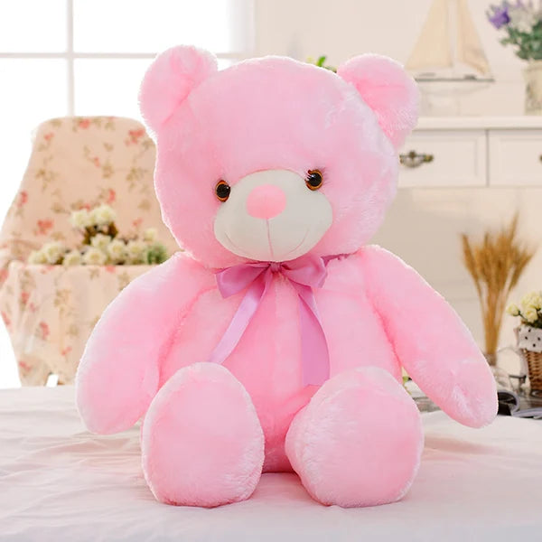 50cm Creative Light Up LED Teddy Bear Stuffed Animals Plush Toy Colorful Glowing Christmas Gift for Kids Pillow