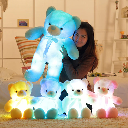 50cm Creative Light Up LED Teddy Bear Stuffed Animals Plush Toy Colorful Glowing Christmas Gift for Kids Pillow