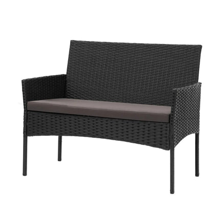 3-ių dalių lauko baldų komplektas juodas