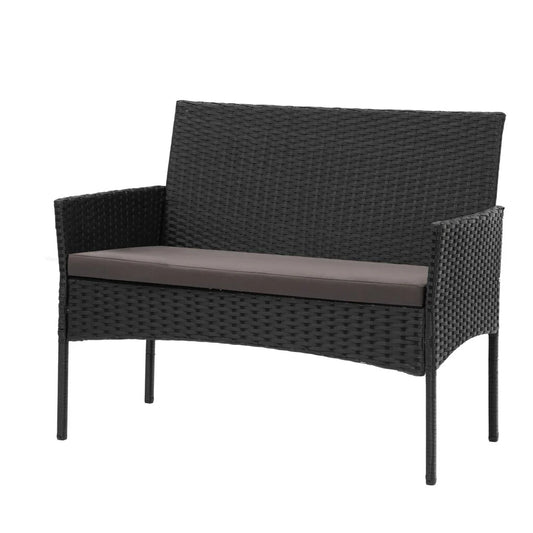 3-ių dalių lauko baldų komplektas juodas