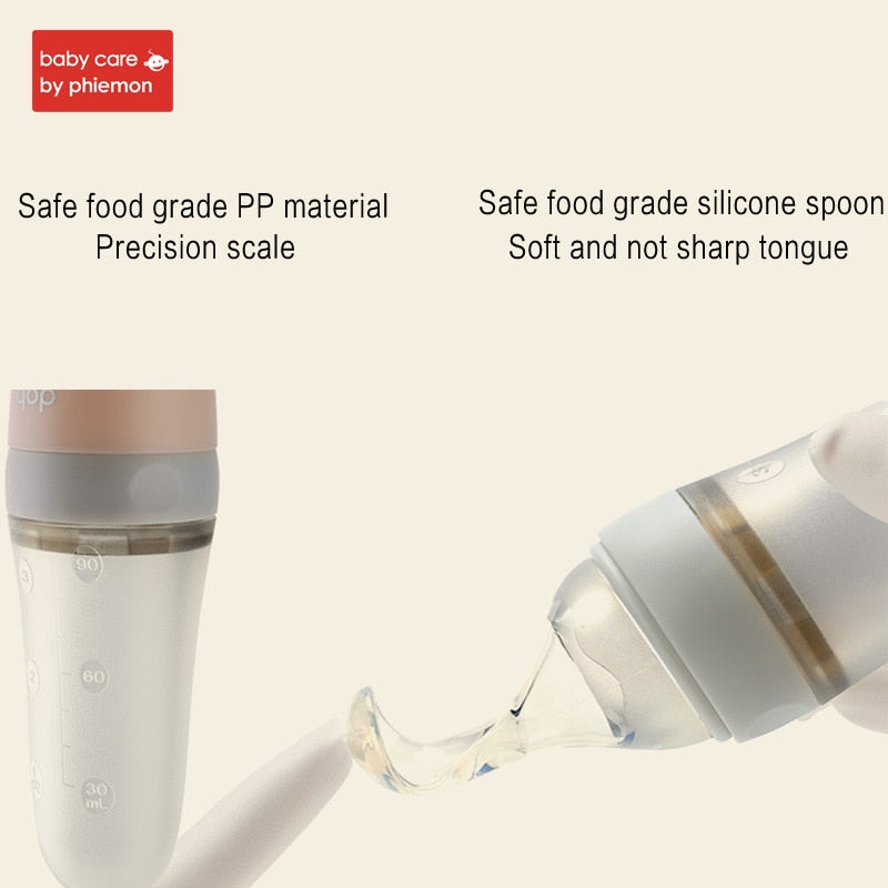 Mambo baby“ silikoninis spaudžiamas maitinimo buteliukas su dangteliu ir šaukšteliu