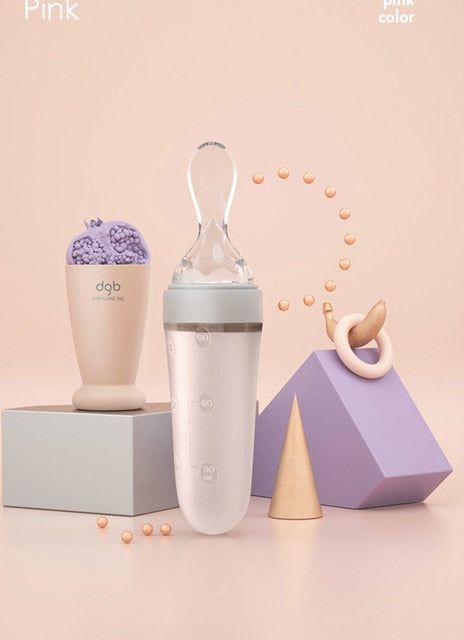 Mambo baby“ silikoninis spaudžiamas maitinimo buteliukas su dangteliu ir šaukšteliu