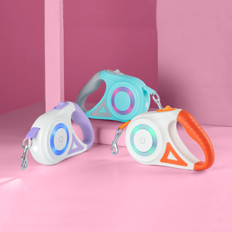 Automatinis ištraukiamas šunų pavadėlis su LED šviesa