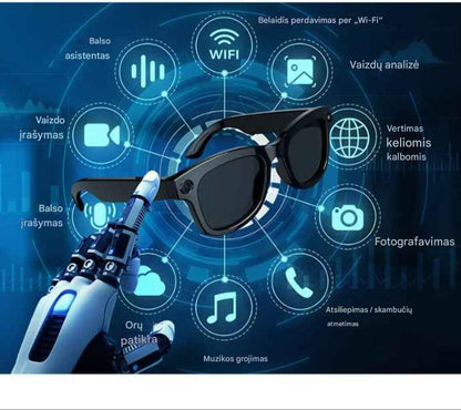 AI akiniai su kamera ir Bluetooth