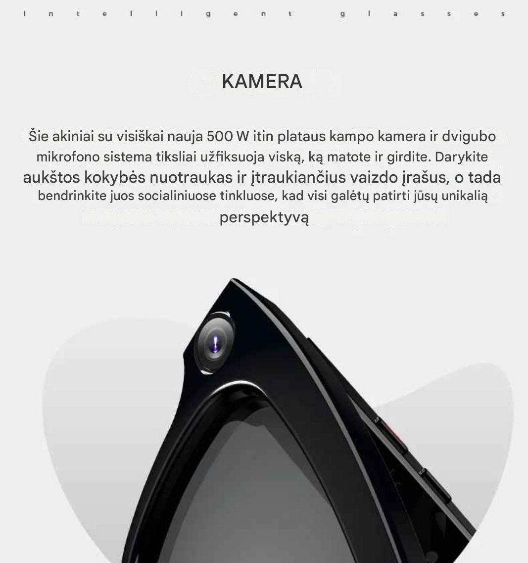 AI akiniai su kamera ir Bluetooth